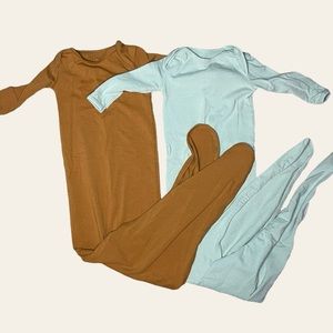 Marlowe & Co. Knotted Gown Bundle 0-3m Sleep Gown Baby Gold Mint